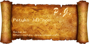 Petyko János névjegykártya